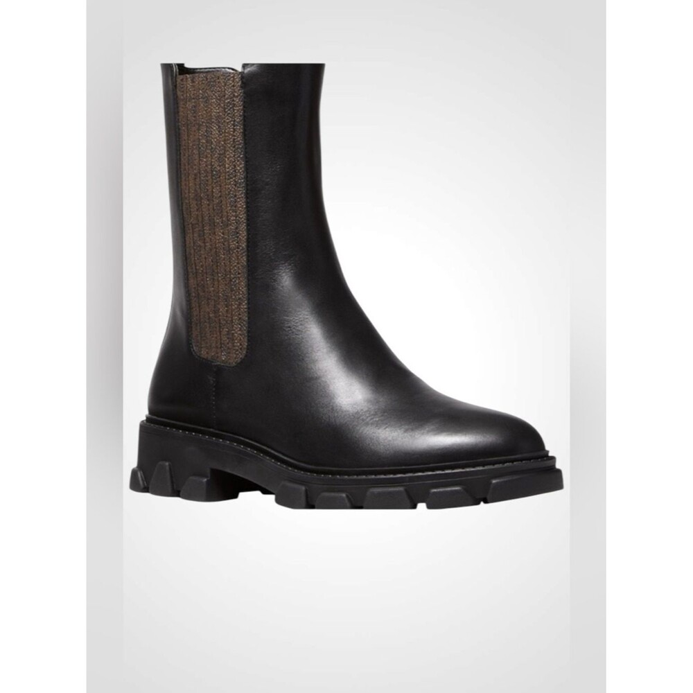 Michael Kors | MK Ridley Chelsea logo Mid Calf Black Leather Boot NWOB 6.5